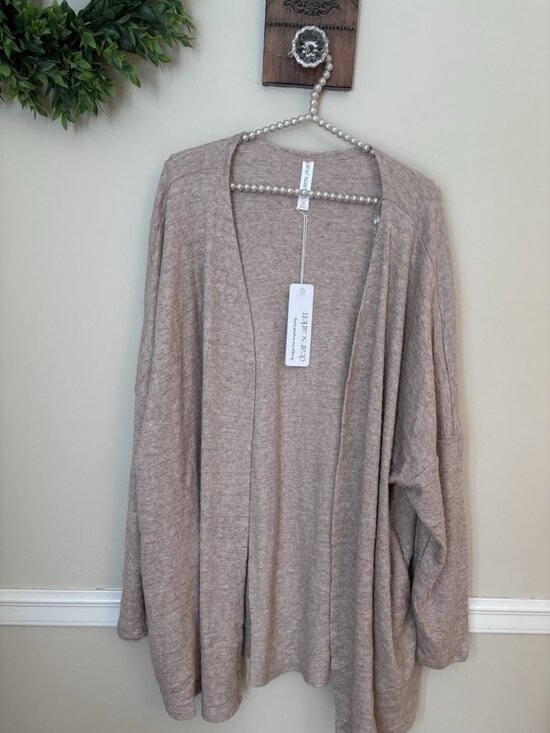 Dear Scarlett Sweaters - NWT Dear Scarlett Womens Size 2X Tan Cardigan Sweater Pockets Open Front